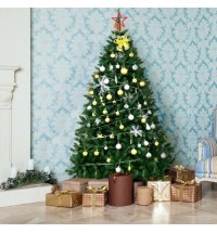 6 Feet Hinged Artificial Christmas Tree with Solid Metal Stand