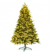 6.5 Feet Pre-lit Snow Flocked Hinged Artificial Christmas Tree