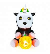 5 Feet Halloween Inflatable Unicorn Skeleton with Pumpkin Lantern