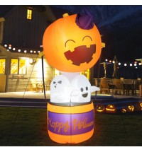 6 Feet Halloween Inflatable Pumpkin Hot Air Balloon Ghost Yard Decor