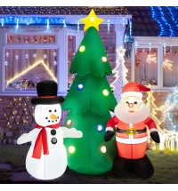6 Feet Tall Lighted Inflatable Christmas Decoration with Santa Claus and Snowman