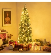 6 Feet Pre-Lit Artificial Christmas Tree with  618 Snowy Branch Tips