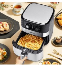 1700W 5.3 QT Electric Hot Air Fryer with Stainless steel and Non-Stick Fry Basket-Black