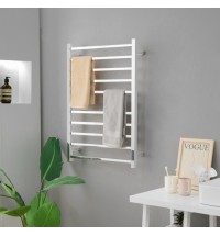 10 Bar Towel Warmer Wall Mounted Electric Heated Towel Rack with Built-in Timer-Silver