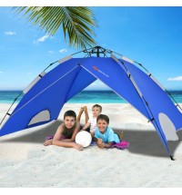 2-in-1 4 Person Instant Pop-up Waterproof Camping Tent-Blue