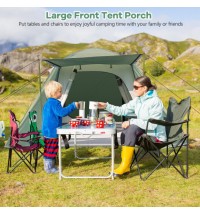 4-6 Person Camping Tent with Front Porch-Green