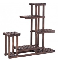 6-Tier Garden Wooden Plant Flower Stand Shelf for Multiple Plants Indoor or Outdoor