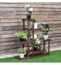 6-Tier Garden Wooden Plant Flower Stand Shelf for Multiple Plants Indoor or Outdoor