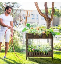 2-Tier Wood Raised Garden Bed for Vegetable and Fruit