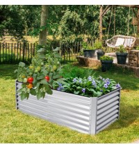 6 x 3 x 2 Feet Rustproof Metal Planter Box with Ground Stakes for Plants