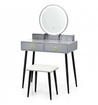 Vanity Table Set with Mirror-Gray