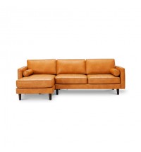 3-Seat L-Shaped Sectional Sofa Couch for Living Room-Brown