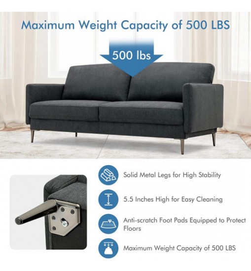 Modern Loveseat with Comfy Backrest Cushions-Gray