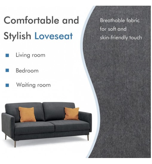Modern Loveseat with Comfy Backrest Cushions-Gray