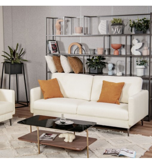 Modern Loveseat with Comfy Backrest Cushions-Gray
