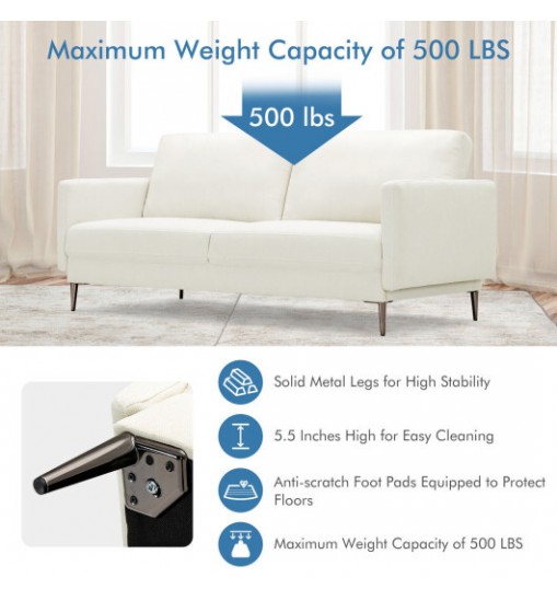 Modern Loveseat with Comfy Backrest Cushions-Gray