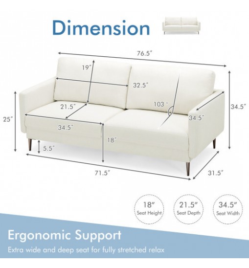 Modern Loveseat with Comfy Backrest Cushions-Gray
