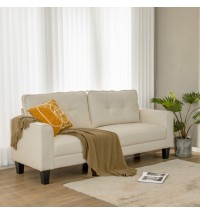 79.5 Inch Fabric Loveseat Sofa with 2 Removable Back Cushions-Beige