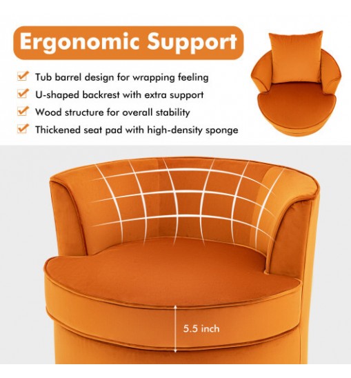 Modern 360?° Swivel Barrel Chair with No Assembly Needed-Orange