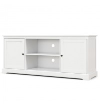 58 Inch TV Stand with 2 Cabinets and Adjustable Shelves for TVs up to 65 Inch-White