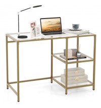 Modern Console Table with 2 Open Shelves and Metal Frame-Golden