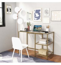 Modern Console Table with 2 Open Shelves and Metal Frame-Golden