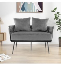 Modern Loveseat Sofa Upholstered Dutch Velvet Sofa Couch-Gray