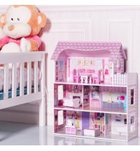 28 Inch Pink Dollhouse with Furniture