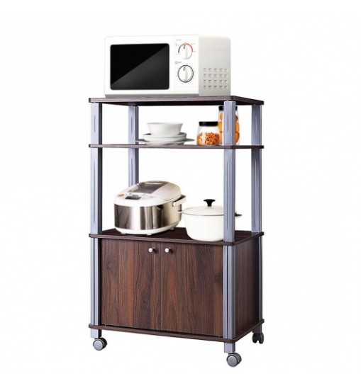 Microwave Rack Stand Rolling Storage Cart-Walnut Microwave Rack Stand Rolling Storage Cart-Walnut