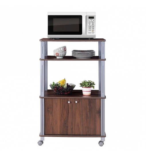 Microwave Rack Stand Rolling Storage Cart-Walnut Microwave Rack Stand Rolling Storage Cart-Walnut