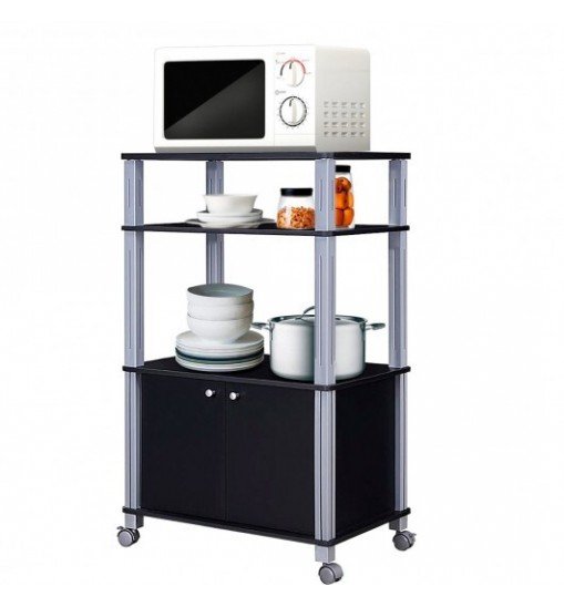 Microwave Rack Stand Rolling Storage Cart-Walnut Microwave Rack Stand Rolling Storage Cart-Walnut