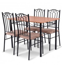 5 Pieces Dining Set Wooden Table and 4 Cushioned Chairs