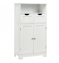 Bathroom Wooden Side Cabinet  with 2 Drawers and 2 Doors-White