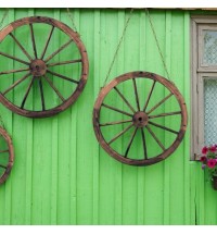 Set of 2 30-inch Decorative Vintage Wood Wagon Wheel