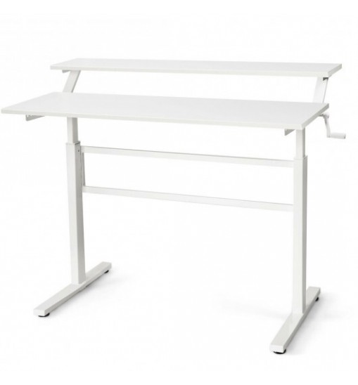 Standing Desk Crank Adjustable Sit to Stand Workstation -Brown