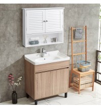 Double Doors Shelves Bathroom Wall Storage Cabinet