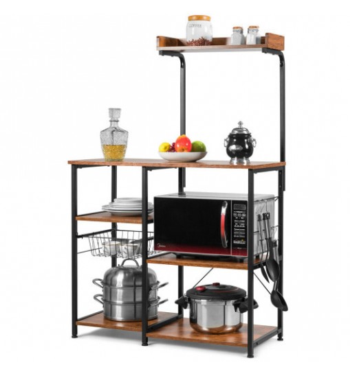 4 Tier Vintage Kitchen Baker's Rack Utility Microwave Stand-Coffee