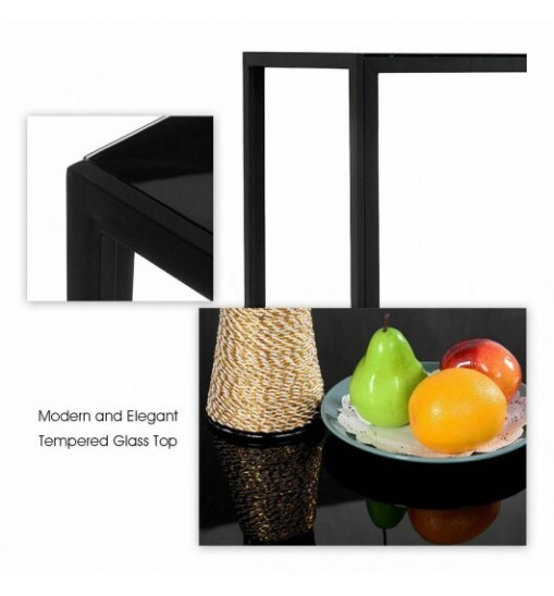 5 Pieces Metal Frame and Glass Tabletop Dining Set