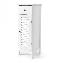 Woodern Bathroom Floor Storage Cabinet with Drawer and Shutter Door-White