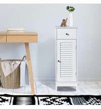 Woodern Bathroom Floor Storage Cabinet with Drawer and Shutter Door-White