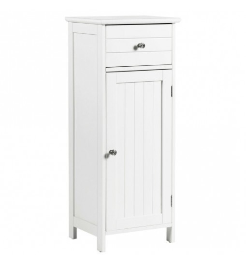 Wooden Bathroom Floor Storage Cabinet with Drawer and Shelf