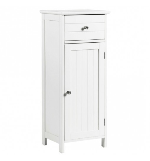 Wooden Bathroom Floor Storage Cabinet with Drawer and Shelf