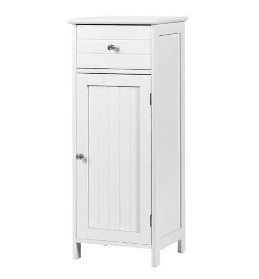 Wooden Bathroom Floor Storage Cabinet with Drawer and Shelf