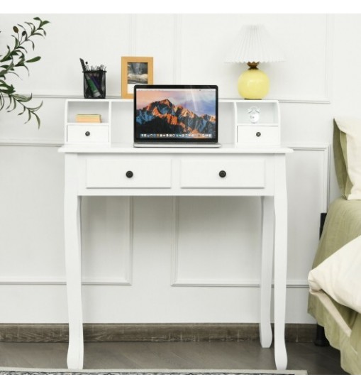 Removable Floating Organizer 2-Tier Mission Home Computer Vanity Desk-white