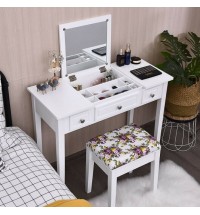 Vanity Dressing Table Set with Flip Top Mirror and 3 Drawers