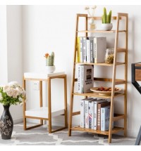 47.5 Inch 4-Tier Multifunctional Bamboo Bookcase Storage Stand Rack