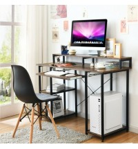 47 Inches Computer Desk Writing Study Table with Keyboard Tray and Monitor Stand