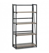 4-Tier Folding Bookshelf No-Assembly Industrial Bookcase Display Shelves