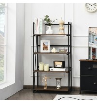 4-Tier Folding Bookshelf No-Assembly Industrial Bookcase Display Shelves