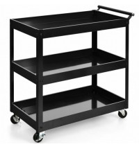 3-Tier Utility Cart Metal Mental Storage Service Trolley-Black